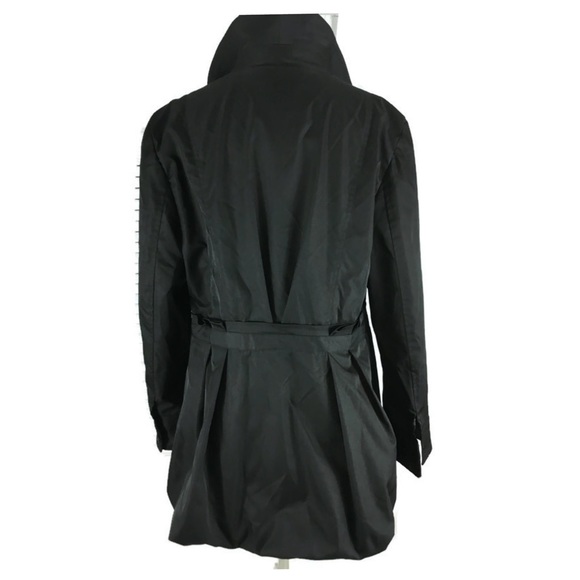 Cynthia Rowley Black Button Front Ruffle Coat Sz L - Picture 4 of 8